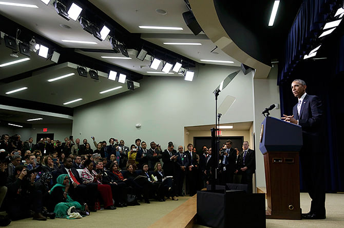 US President Barack Obama speaks at the White House Summit on Countering Violent Extremism in Washington, February 18, 2015. Photo: Reuters