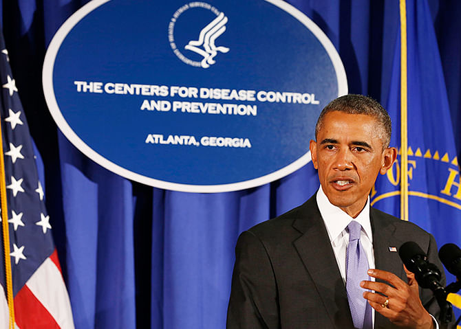 US President Barack Obama speaks at the Centers for Disease Control and Prevention in Atlanta, Georgia, September 16, 2014. Photo: ReutersD STATES - Tags: POLITICS HEALTH)