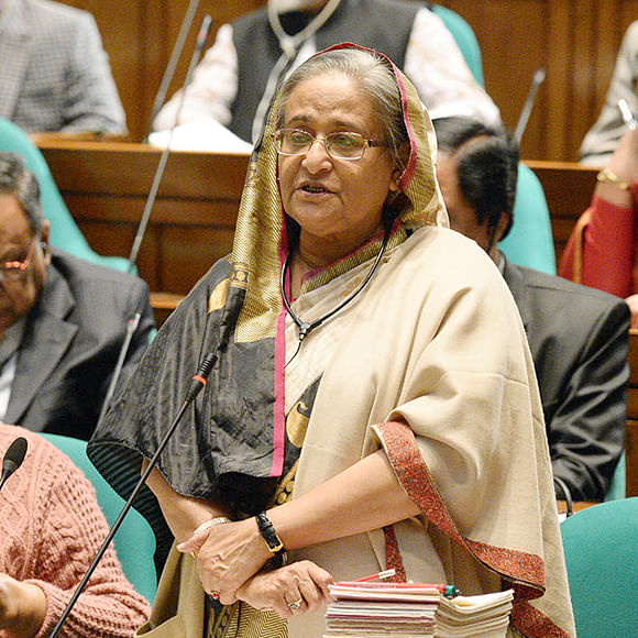 Prime Minister Sheikh Hasina is speaking in the Parliament during its session on Wednesday. Photo: PMO