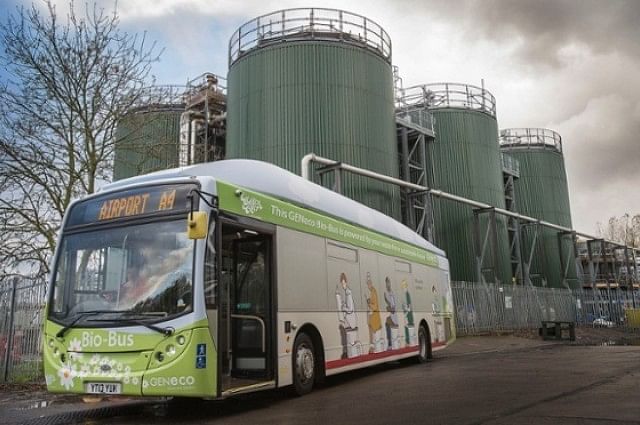 The 40-seat "Bio-Bus" runs on bio-methane gas generated through the treatment of sewage and food waste. Photo: BBC