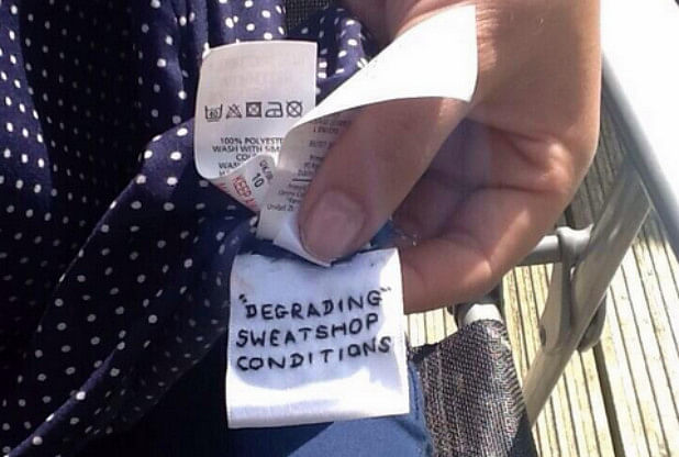 A second shopper has come forward with concerns after this label was found in a Primark top in 2013. Photo taken from South Walse Evening Post