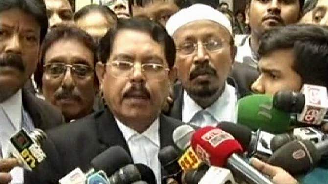 Abdullah Abu, public prosecutor, expresses dissatisfaction before the reporters over the verdict in Ramna Batamul carnage case. Photo: TV grab