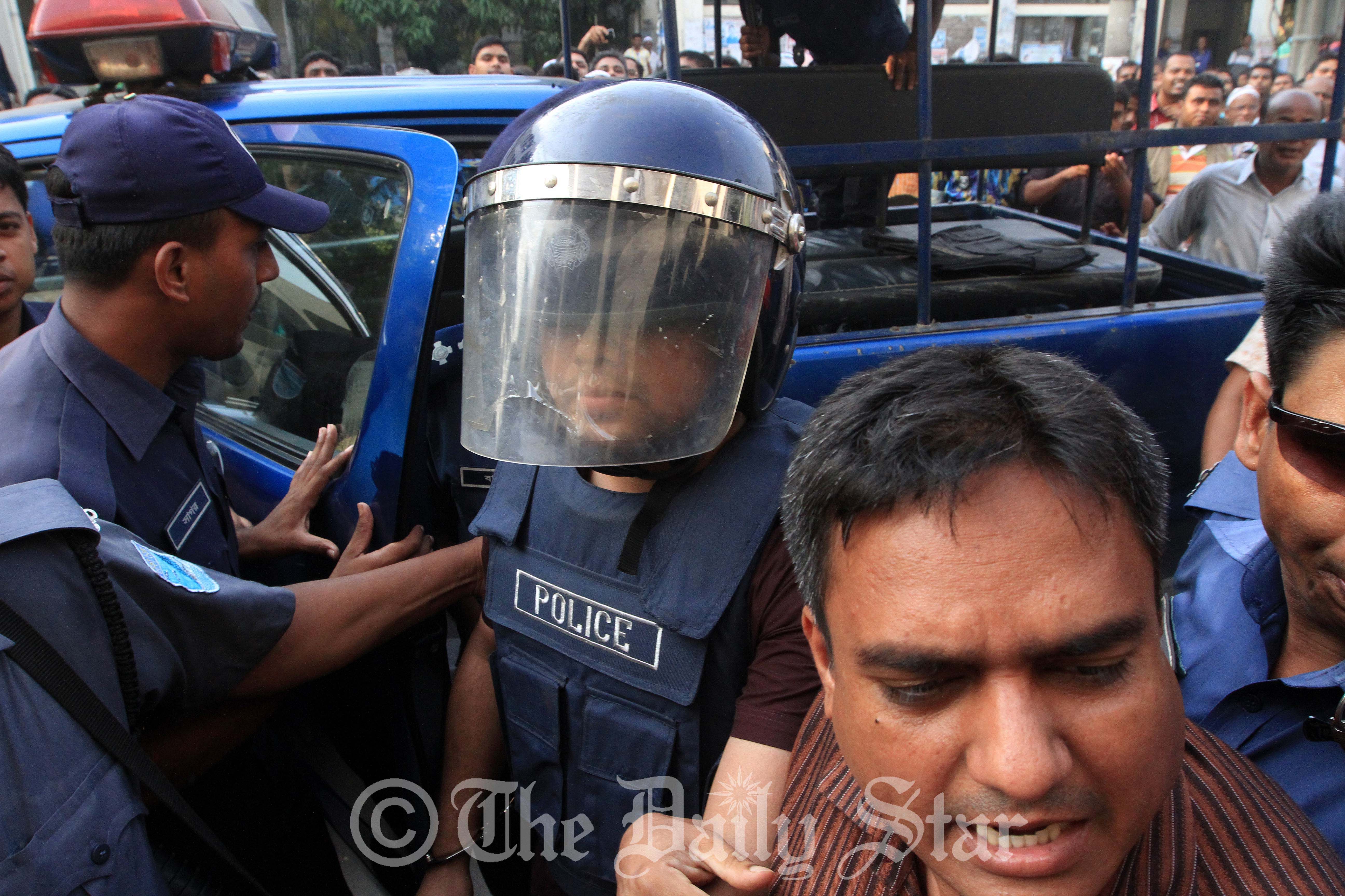 A Narayanganj court today remanded Lt Commander (retd) SM Masud Rana, for seven days for his alleged link with the seven-murder in Narayanganj. Photo: Palash Khan