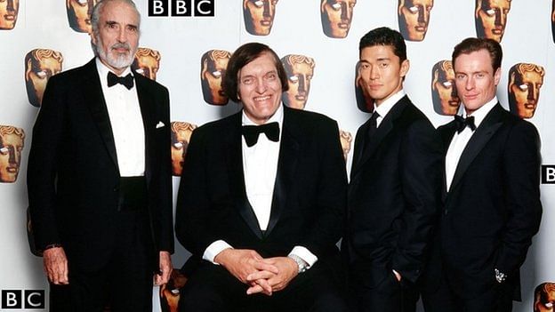 Kiel (2nd left), pictured with fellow Bond villains Christopher Lee, Rick Yune and Toby Stephens, was 7ft 2in tall. Photo taken from BBC