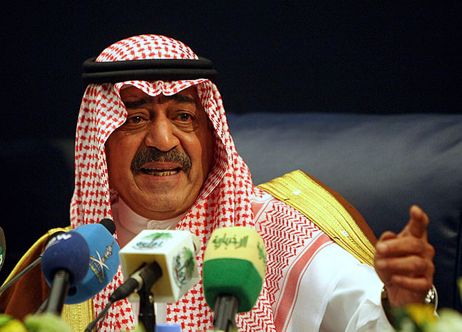 This Reuters photo taken on November 24, 2007 shows Saudi Arabia's then intelligence chief Prince Muqrin bin Abdulaziz gestures during a news conference in Riyadh.