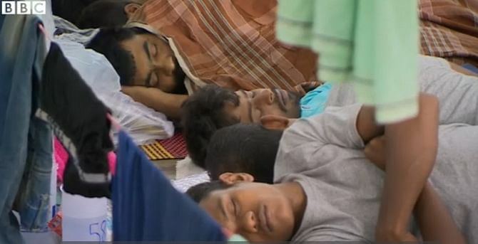 The rescued Bangladeshis are at a shelter in Thailand. Photo grabbed from BBC video