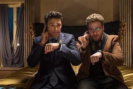 This photo released by Sony - Columbia Pictures shows James Franco, left, as Dave and Seth Rogen as Aaron in a scene from Columbia Pictures' . Photo: AP