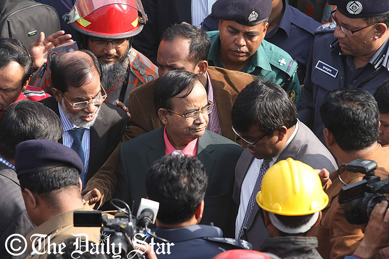 Rail Minister Mujibul Haque speaking to the media at Kamalapur Railway Station after a freight truck hit a train and killed at least 2 people on Monday, December 29, 2014. Photo: Sk Enamul Haq
