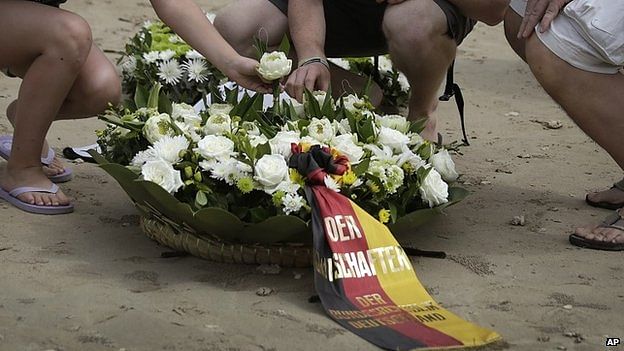 A commemoration and religious ceremony for German, Austrian and Swiss victims was held in Khao Lak beach in Thailand. Photo taken from