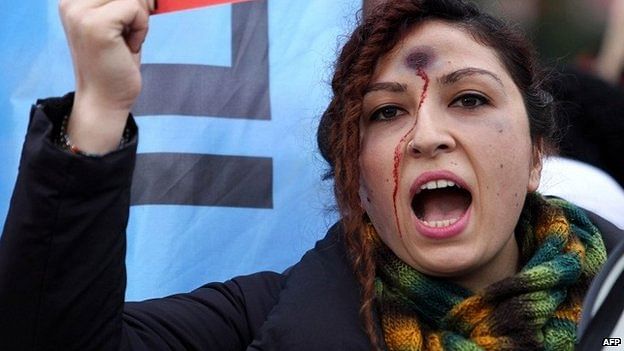 Women on the protest argue that violence against women has become more acceptable in Turkey in recent years. Photo: BBC 