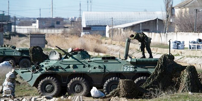 Russian troops had blocked access to the Feodosia base for some time before they attacked. Photo: Reuters