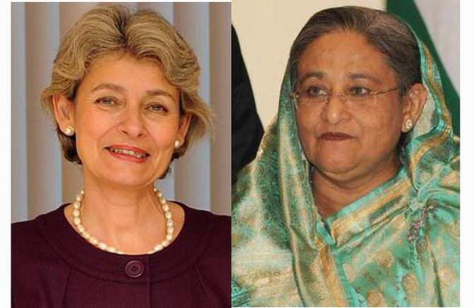 Unesco Director General Irina Bokova and Bangladesh Prime Minister Sheikh Hasina 