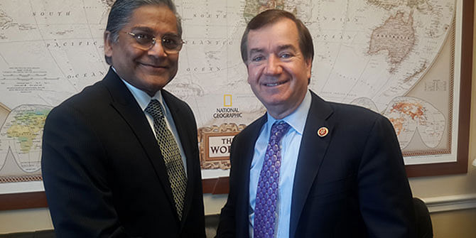 Bangladesh Ambassador Mohammad Ziauddin (L) meets Chairman Congressman Ed Royce (R) at Capitol Hill in Washington DC on Wednesday. Photo: Embassy of Bangladesh