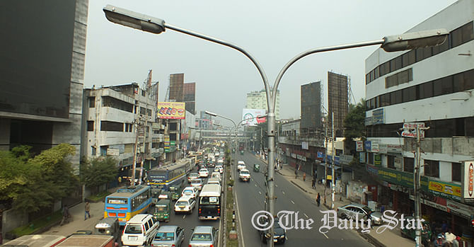  The sun has come out Tuesday morning after two days of gloomy weather in Dhaka. The photo is taken from Farmgate area around 11:00am on Tuesday, January 20, 2015. Photo: SMA Ronie 