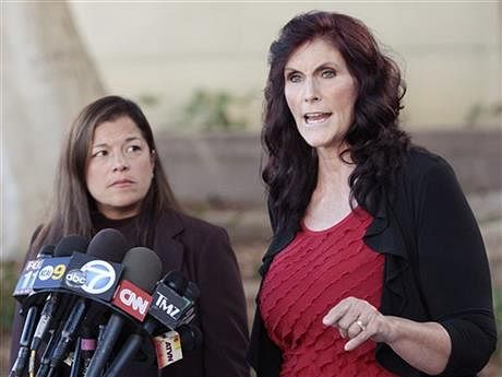 This September 20, 2012 AP photo shows Cindy Lee Garcia, right, one of the actresses in the film 